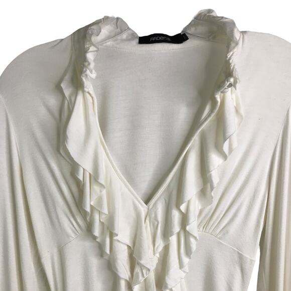 Arden B Blouse Women S Boho Festival Y2K White Cut Out Ruffle V Neck Long Sleeve - Picture 7 of 9